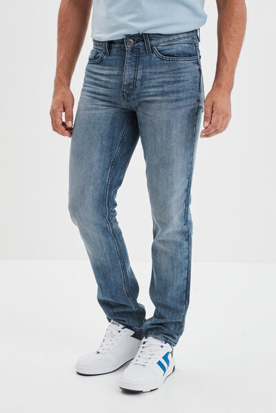 Jeans straight 5 poches Creeks denim bleach homme