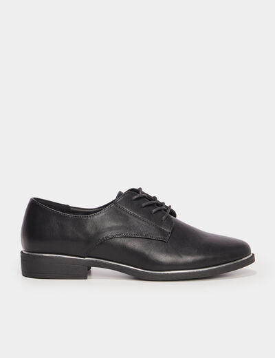 Derbies liserés métallisés talon plat noir femme
