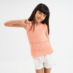 Débardeur tricot ajouré coton rose saumon fille