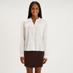 Blouse manches longues col dentelle blanc femme