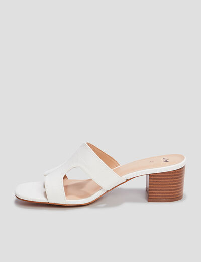 Mules à talons blanc femme
