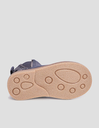 Bottines zippées avec noeud bleu bébé fille