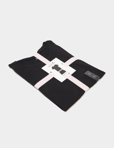 Ensemble pyjama short t-shirt coton noir femme