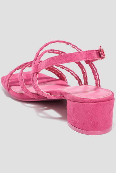 Sandales avec brides tressées rose femme