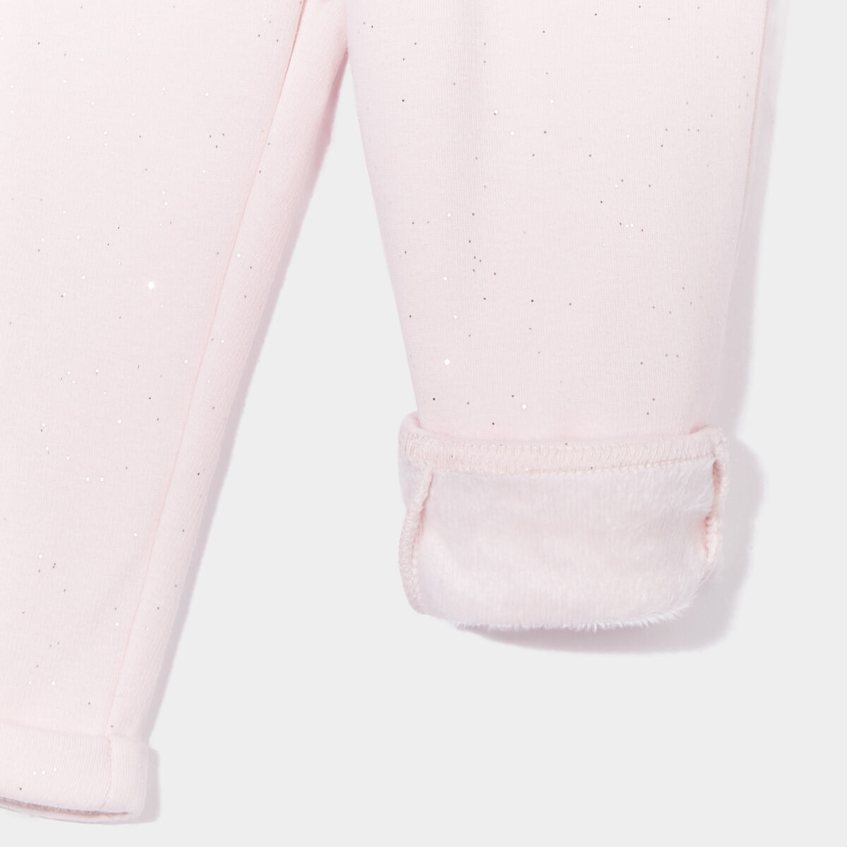 Pantalon doublé à paillettes rose clair bébé fille