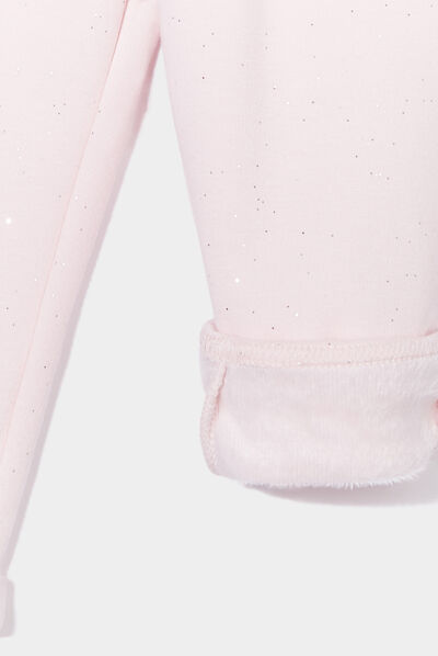 Pantalon doublé à paillettes rose clair bébé fille