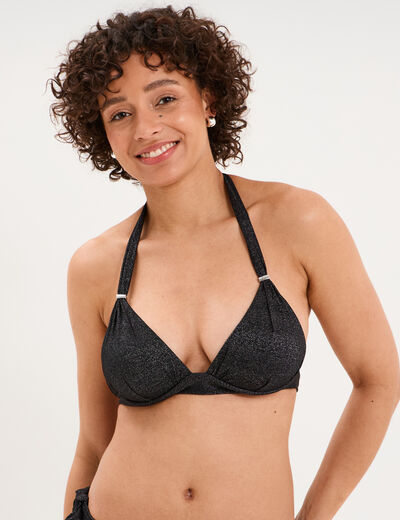 Haut de maillot de bain forme triangle noir femme