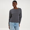 T-shirt marini&egrave;re col rond avec boutons ecru femme