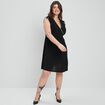 Robe évasée fluide col cache-coeur noir femme grande taille