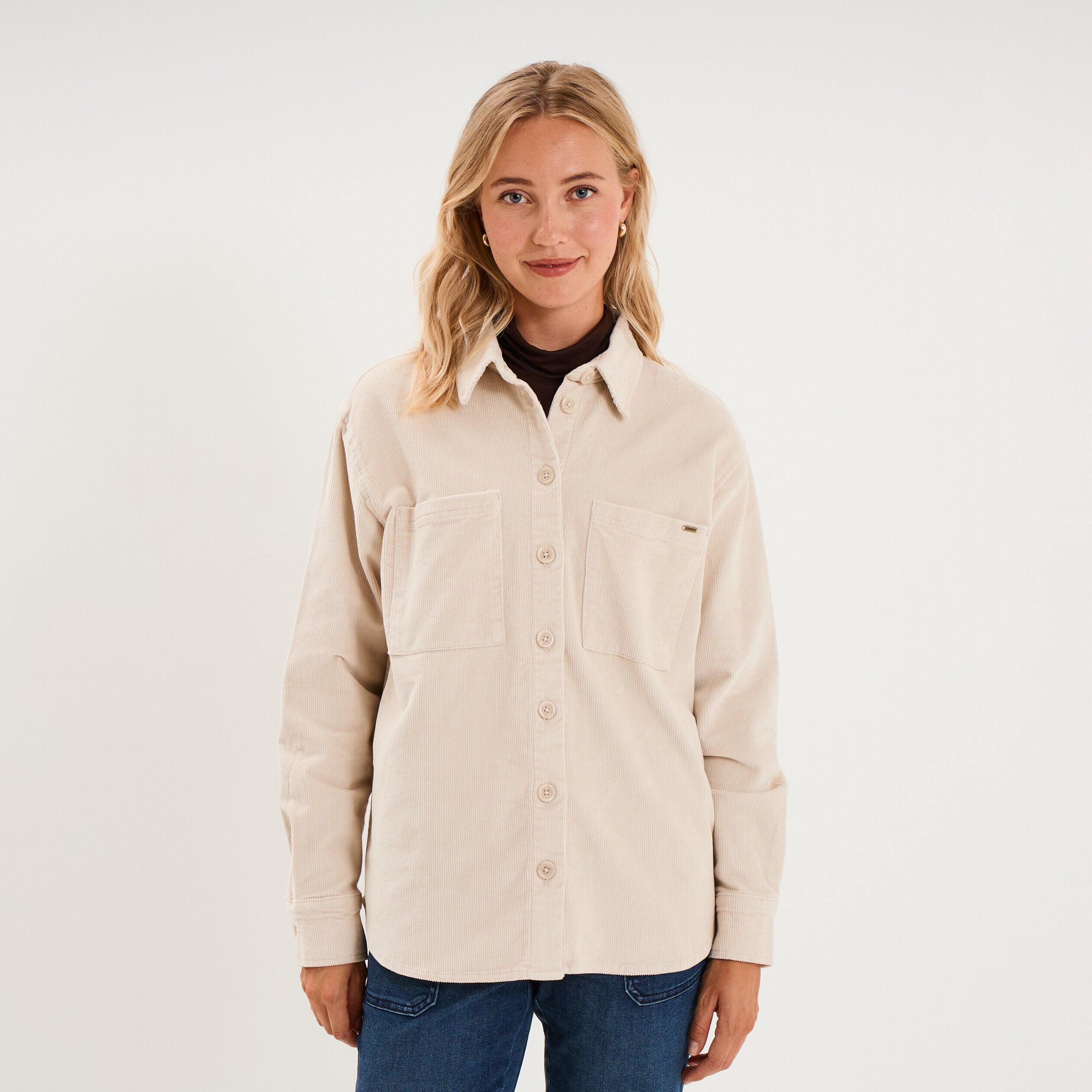 Chemise velours manches longues sable femme CREEKS