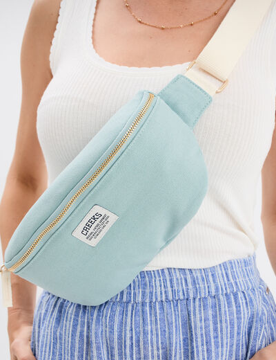 Sac banane bandouli&egrave;re en toile canvas vert pastel femme