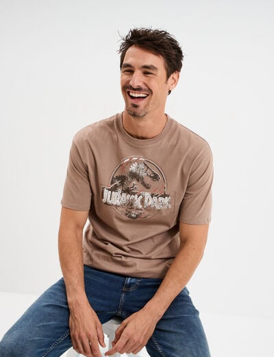 T-shirt manches courtes Jurassic Park marron homme
