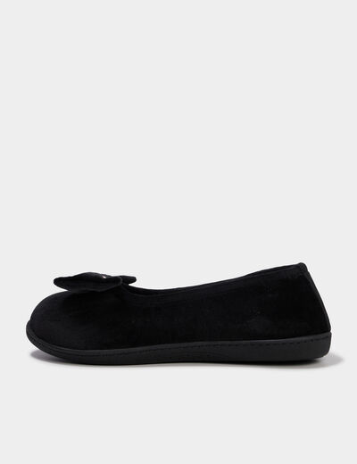 Chaussons ballerines effet velours ecru femme