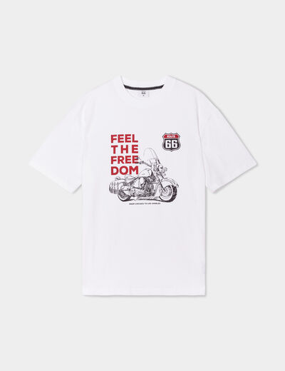 T-shirt manches courtes Route 66 blanc homme