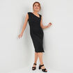 Robe moulante encolure asymétrique noir femme