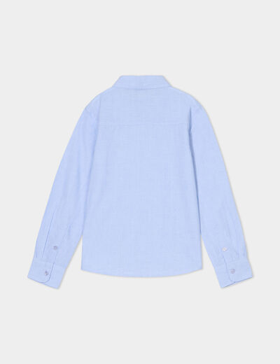 Chemise manches longues coton bleu clair garçon