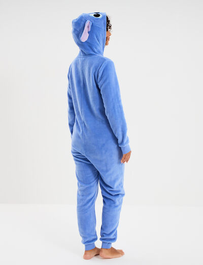 Combinaison pyjama effet velours Stitch bleu femme