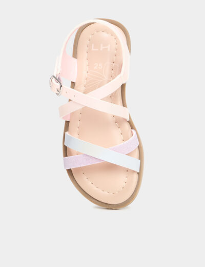 Sandales avec brides d'attache cheville rose fille