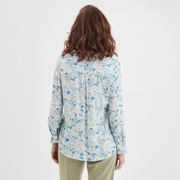 Chemise manches longues col mao multicolore femme