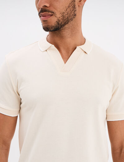 Polo droit manches courtes coton ecru homme