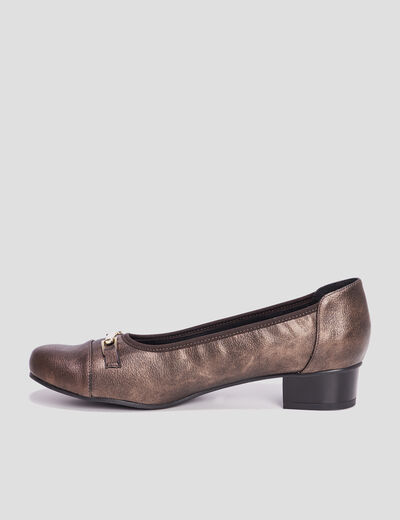 Ballerines à talons pied large marron foncé femme