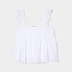 Blouse bretelles à volants coton blanc femme