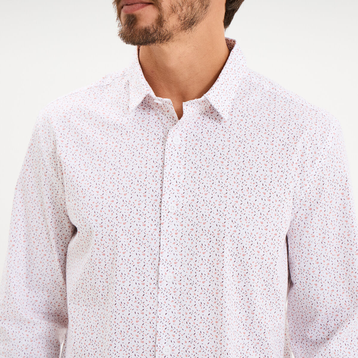 Chemise ajust&eacute;e manches longues blanc homme