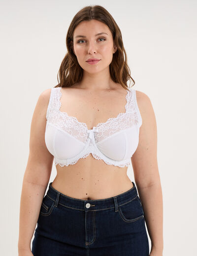 Soutien-gorge corbeille dentelle blanc femme grande taille