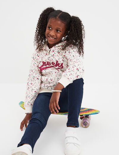 Jegging stretch élastiqué en molleton bleu fille