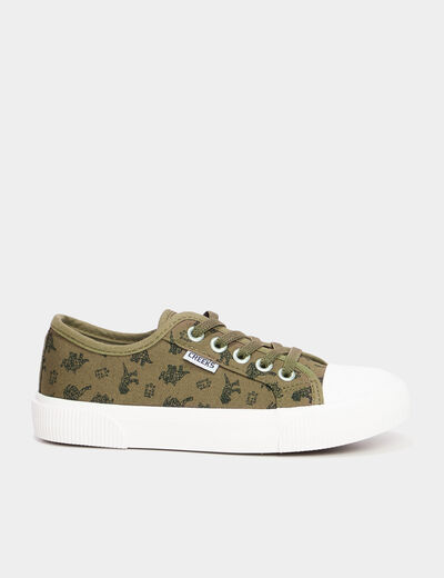 Tennis basses en toile vert kaki garçon