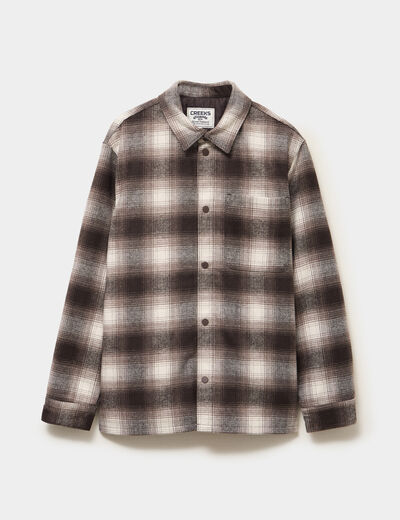 Surchemise 1 poche manches longues taupe homme