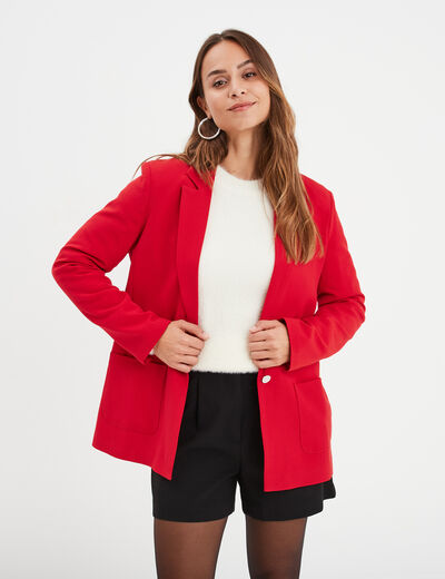 Blazer droit court boutonné Liberto rouge femme