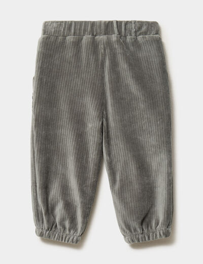Pantalon effet velours c&ocirc;tel&eacute; vert kaki b&eacute;b&eacute; gar&ccedil;on