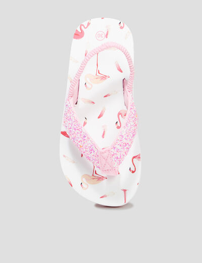 Tongs à brides élastiquée pétales rose fille