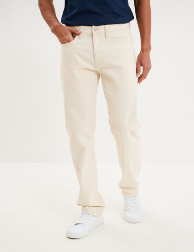 Jean regular 5 poches coton ecru homme