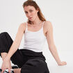 Débardeur cropped côtelé blanc femme