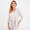 Veste blazer cintré manches 3/4 gris clair femme