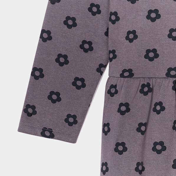Robe molleton volantée manches longues gris foncé fille