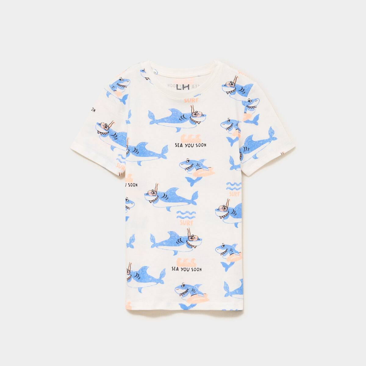 T-shirt manches courtes coton ecru gar&ccedil;on