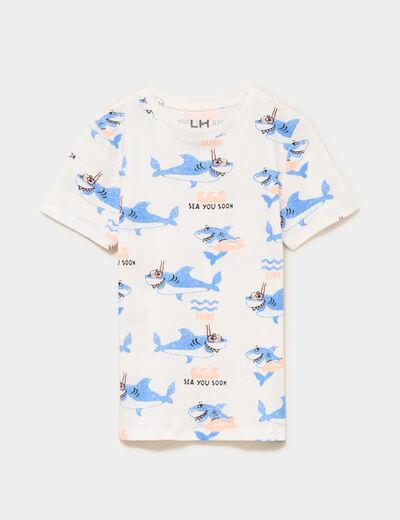 T-shirt manches courtes coton ecru gar&ccedil;on