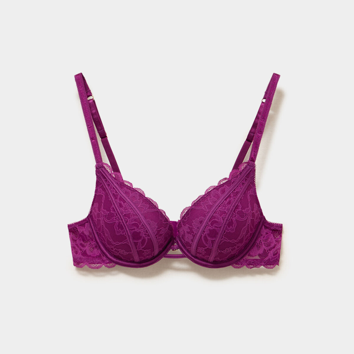 Soutien-gorge maxi push up dentelle violet fonc&eacute; femme