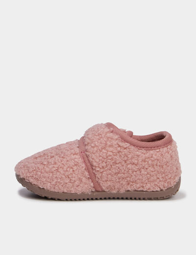 Chaussons effet bouclette rose b&eacute;b&eacute; fille