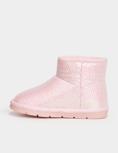 Bottines fourrées à sequins rose fille