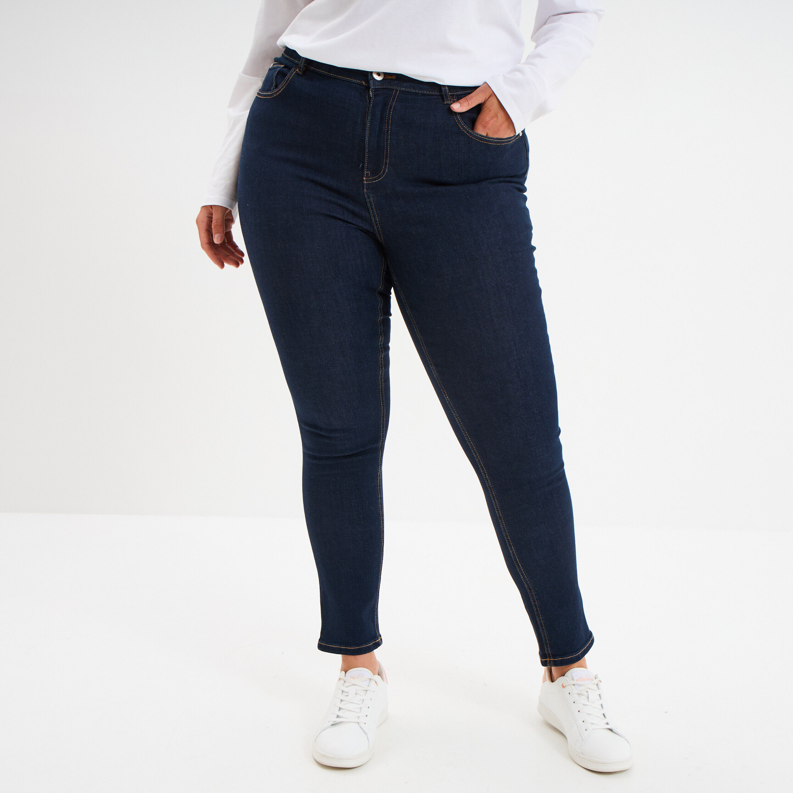 Jeans skinny 7/8ème taille haute denim brut femme grande taille MODAVISTA