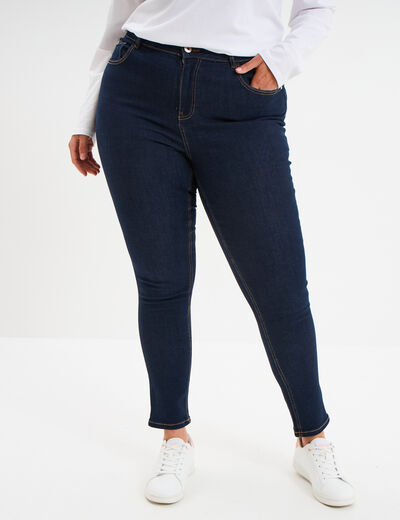 Jeans skinny 7/8ème taille haute denim brut femme grande taille