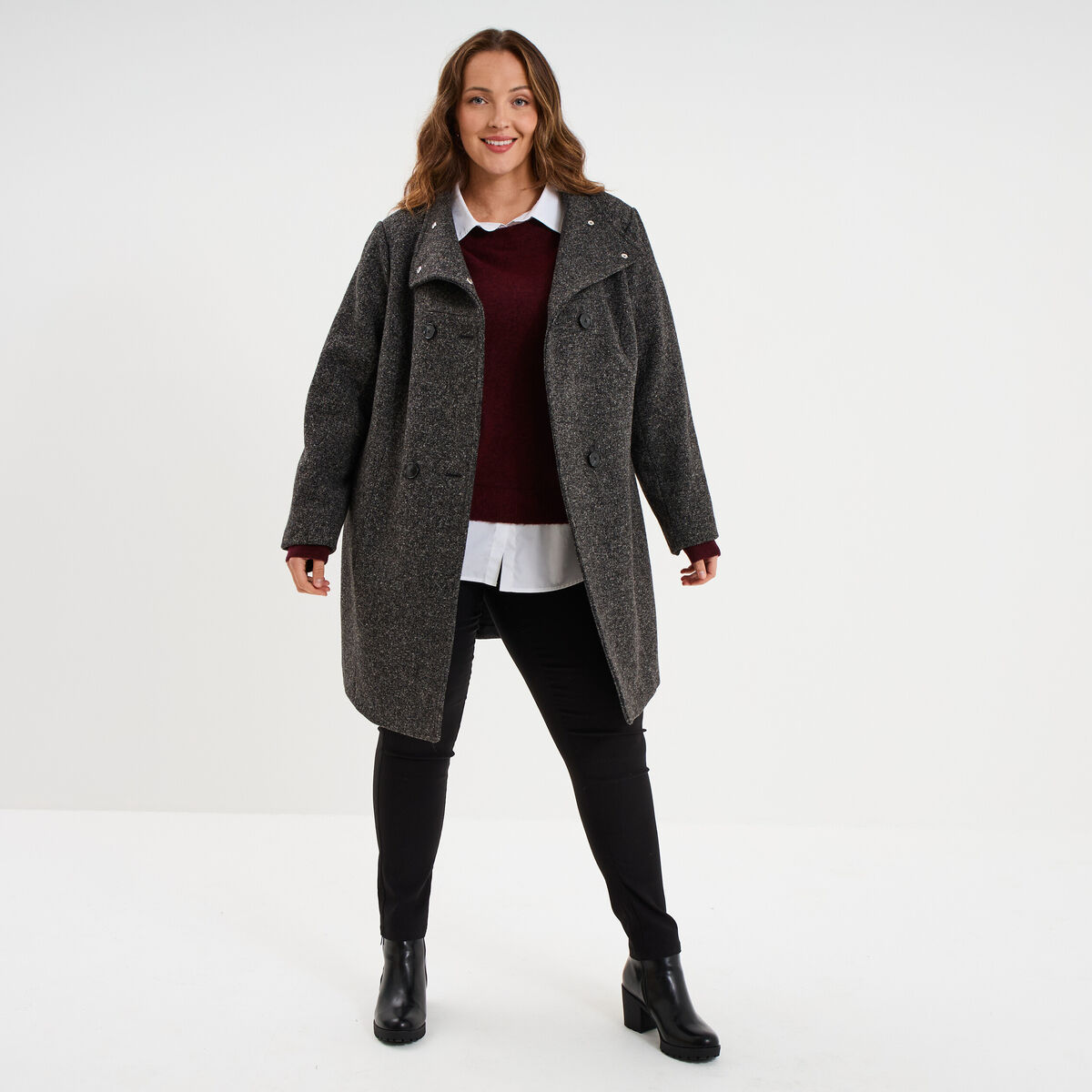 Pantalon slim &agrave; taille &eacute;lastiqu&eacute;e noir femme grande taille