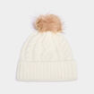 Bonnet &agrave; torsades et pompon ivoire femme