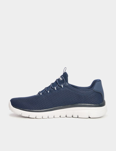 Baskets running lacets élastiqués bleu homme