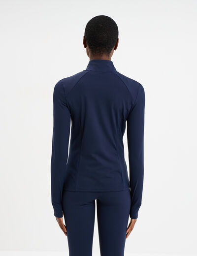 Veste de sport ajust&eacute;e avec fermeture bleu marine femme