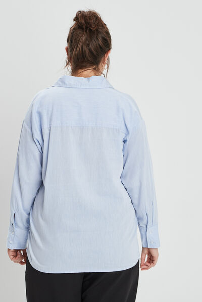 Chemise manches longues bleu clair femme grande taille